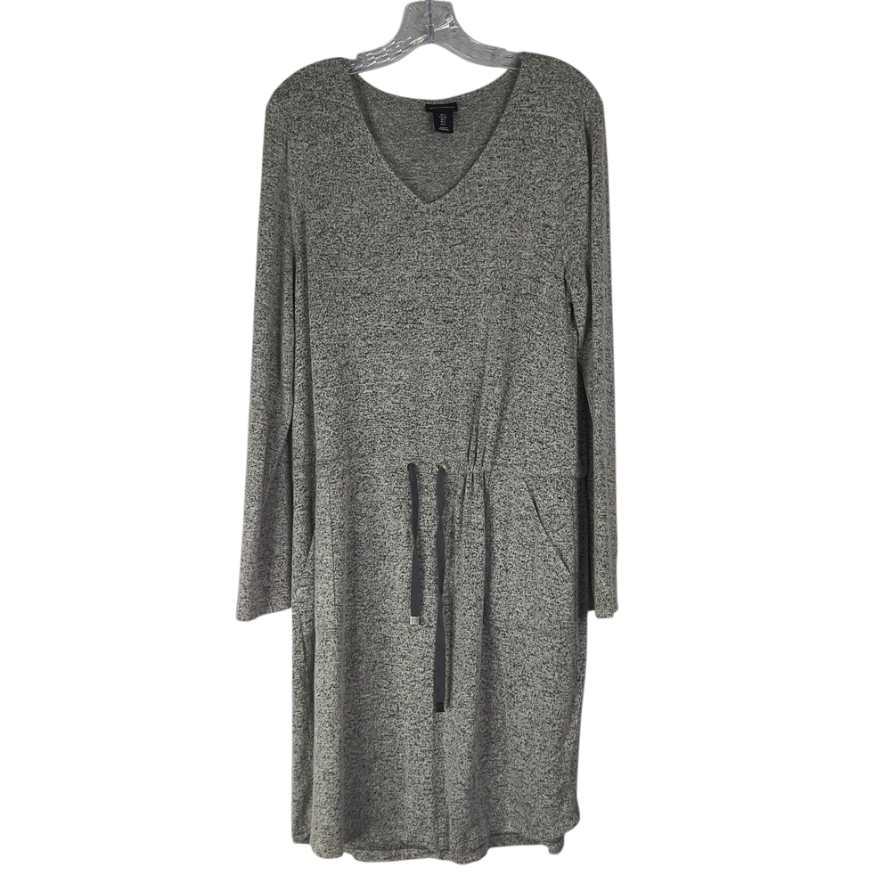 Mercer & Madison Dress Women's L Gray Cozy V-Neck Drawstring Waist Knit Pockets